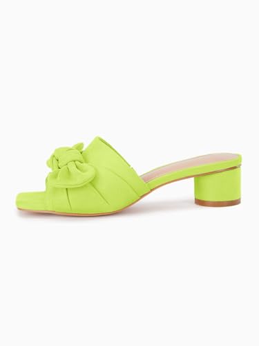 Image of Coutgo Womens Bow Slides Sandals Wide Width Slip On Chunky Low Heels Square Open toe Elagant Summer Shoes