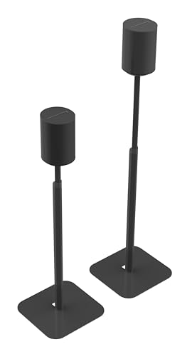 Soportes de suelo regulables Flexson Era 100 con base antivibración y gestión de cables negra