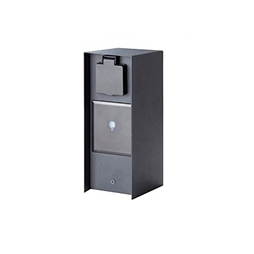 Novatool - Colonnes de prise d'extérieur - 3 prises - Smart-Home - Acier inoxydable - Anthracite - Carré - IP44 - Multiprise avec minuteur - Répartiteur de prise de courant