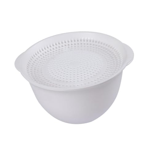 KICHOUSE Microwavable Draining Bowl Double-layer Fruit Strainer Lightweight Kitchen Colander for Vegetable Washing and Noodle Straining Versatile Food Preparation Tool White