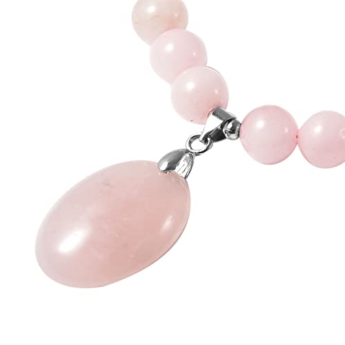 Shop Lc Rose Quartz Bead Pendant Beaded Necklace For Women Pink Healing Crystal Jewelry Gifts Size 18" Birthday Gifts #TOP2