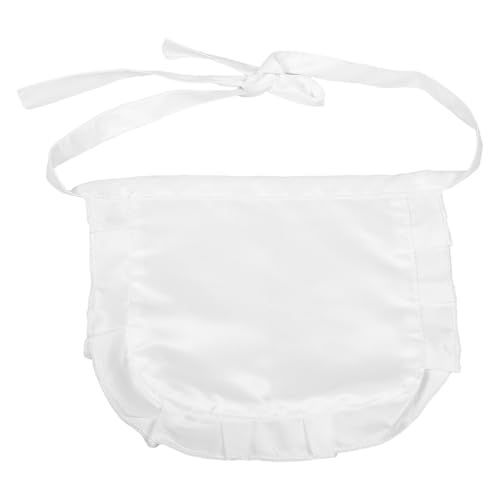 CORHAD Delantal Blanco de Cintura para Cosplay de Sirvienta con Volantes en Poliéster, Accesorio Versátil y Protector para Fiestas Temáticas y Disfraces Elegantes