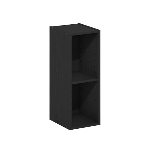 Furinno Fulda Book Shelf, 2-Tier Narrow Storage Cabinet, Bookcase with 8-in Width Storage Shelf, 9.3 x 7.9 x 21.2, for Living Room, Bedroom, Home Office, Blackwood - image 2