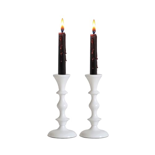 Rely+ White Metal Taper Candle Holders Set of...