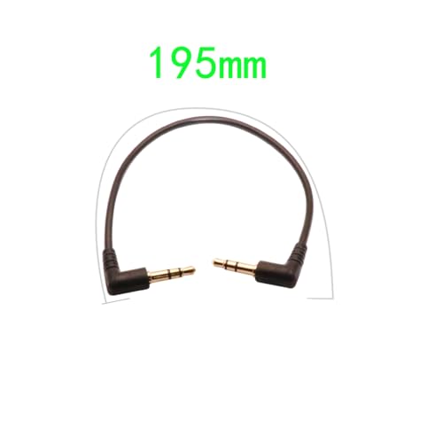 Cable aux de 3,5 mm macho a macho en ángulo recto de 195 mm pack de 2 con conectores dorados 5