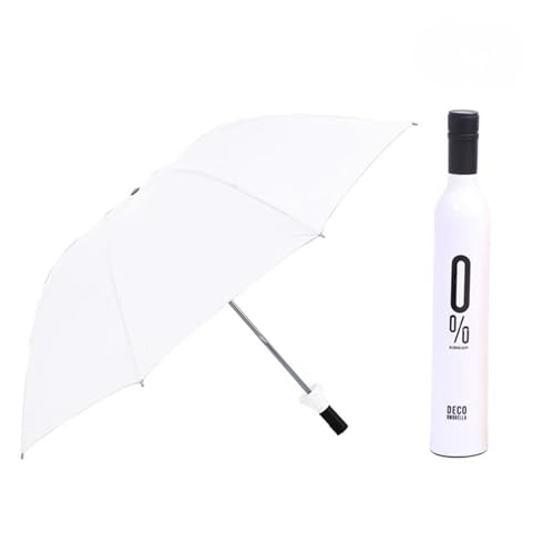LDGSUPH Creative and fashionable wine vessel umbrella, portable umbrella, sunlight protection, commuting, travel, car(White)