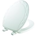 Mayfair 34EC 000 Ivy Sculptured Molded Wood Toilet Seat with Lift-Off Hinges, Round, White