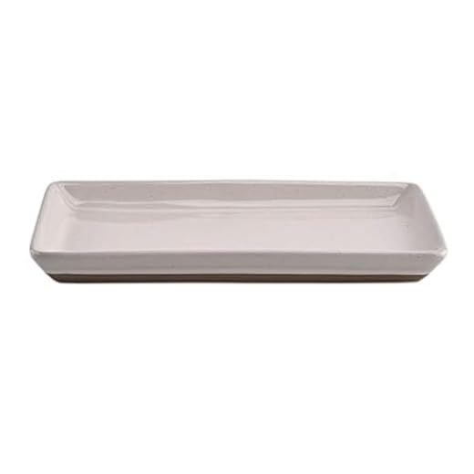 Sweet Water Decor Stoneware Tray for Home - Cream Speckled | Kitchen and Bathroom Dispenser Holder | Jewelry Dish | Glass Soap Holder for Bottles | Long Plate for Counter Tops | Vanity Decor