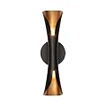 Tubicen Art Deco Black Gold Wall Sconce, 15.7" H Mid Century Modern Theater Sconces Wall Lighting, 3000K Dimmable Up Down Wall Lights for Living Room Bedroom