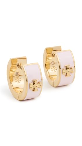 Image of Tory Burch Women's Wide Icon Enamel Huggie Hoop Earrings