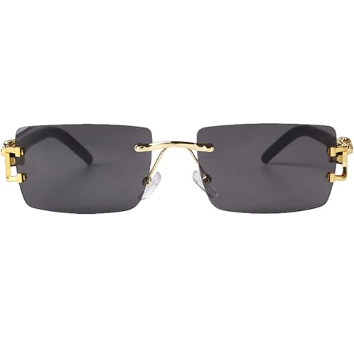 Lunettes de soleil rectangulaires sans bords aux finitions rétro raffinées