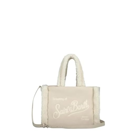 Saint Barth MC2 Borsa Vanity Mini in Shearling Beige con Ricamo Dimenioni: 20 x 19 x 10 cm