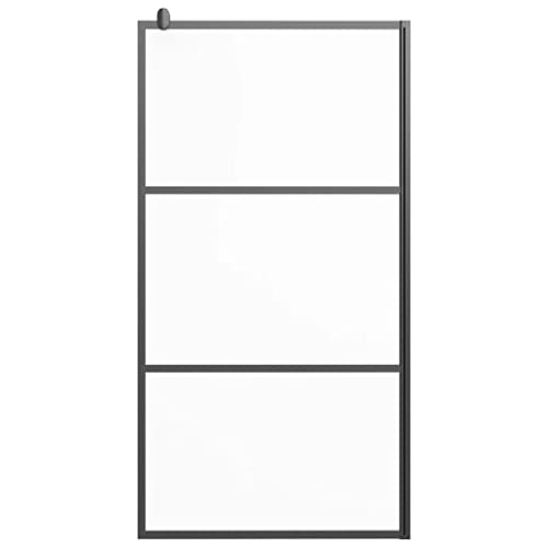 Panel de pared fijo para ducha a ras de suelo de vidrio esmerilado ESG de 39,4" x 76,8" con marco negro, pantalla de partición fija de fácil limpieza para decoración moderna de baño - Plata/39,4 miniatura 3