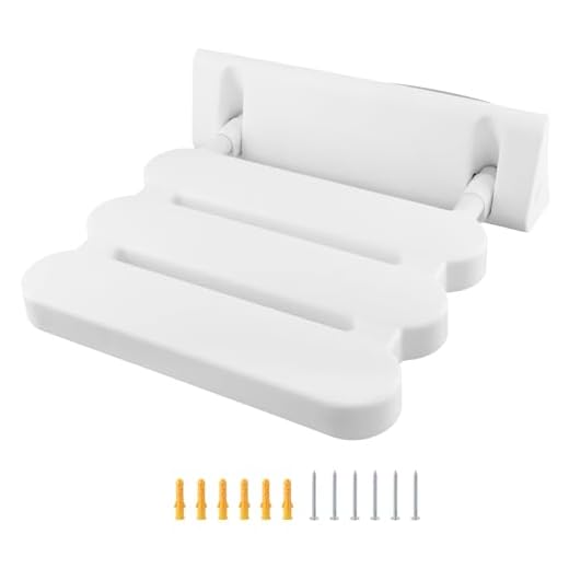 QWORK® Folding Shower Seat, Wall Mounted Folding Shower Stool, for Bathroom, Hotel, Home & Nursing House