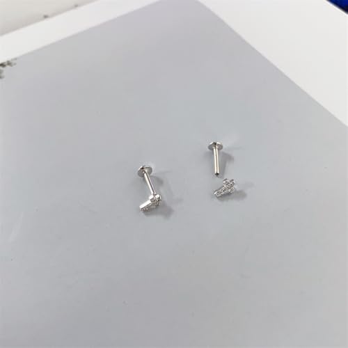 16g Tiny Cross Hypoallergenic 925 Sterling Silver Stud Earrings for Women With Flat Screw Back Small Cubic Zirconia Cartilage Pierced Earrings for Tragus Helix Conch Cartilage Jewelry Gifts4