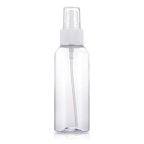 Sandbaggy 2 oz Plastic Spray Bottle | Fine Mist Sprayer | Clear, Transparent, Cylinder Shape | BPA Free (50)