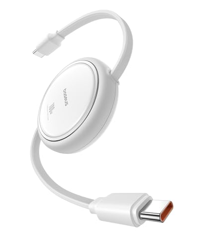 Baseus USB C to USB C Cable, 100W Retractable USB C 5A Fast Charging Cable, 4-Stage Length Preset USB Type C Charger Cord for iPhone 16 15 Pro Plus Pro Max, MacBook, iPad, Samsung S24/S23+ (3.3ft)