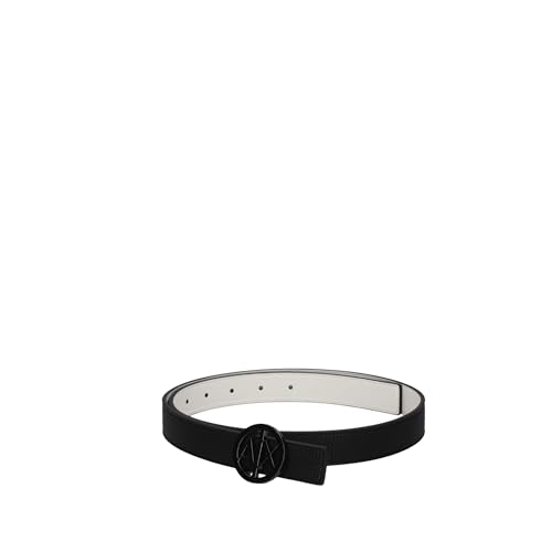 Armani Exchange Women's Essential, Double face, Circle Logo Belt, Black/White, M