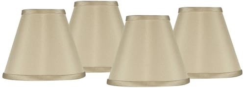 Set of 4 Empire Lamp Shades Sesame Textured Faux Silk Small 3 Top x 6 Bottom x 5 High Candelabra Clip-On Fitting - Possini Euro Design