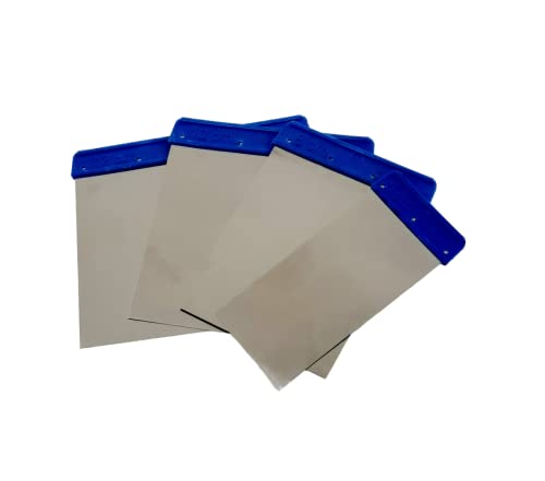 Nespoli Kit de 4 Espátulas Emplastecer Inoxidables, Tamaño 5" 8" 10" 12", Ideal para Emplastecer, Espátulas de Acero Inoxidable