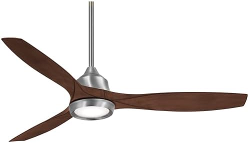 Minka-Aire F749L-BN Skyhawk 60 Inch LED Ceiling Fan with Carved Wood Blades, Integrated LED Light and DC Motor in Brushed Nickel Finish