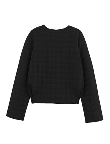 Bozanly Women's Lightweight Quilted Puffer Jackets Casual Collarless Long Sleeve Button Down Coat Outerwear2