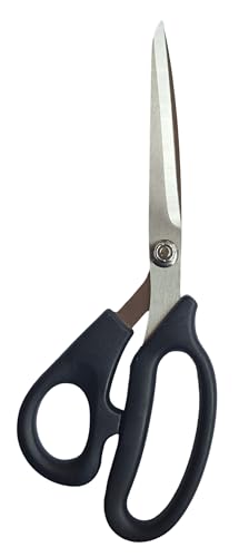 Image of Heff Tailor Fabric Scissors, Black Handle, Stainless Steel Blades, Professional Cloth Cutting Tool