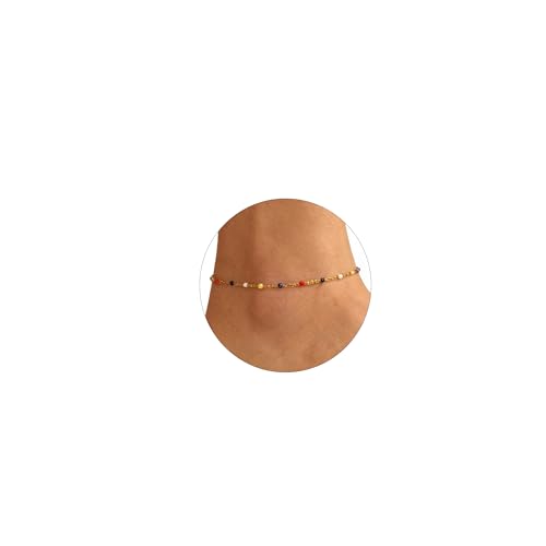 Image of Dainty Ankle Bracelets for Women 18K Gold Plated Beaded Anklet Chain Simple Tiny Beads Anklet Waterproof Minimalist Summer Beach Foot Jewelry Gifts