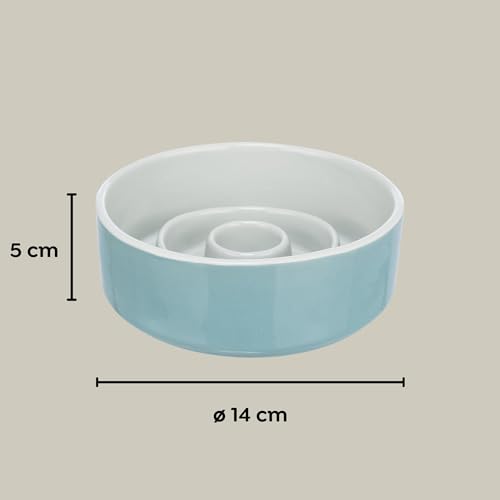TRIXIE Slow Feeding Keramiknapf - grau/blau 0,45 l/ø 14 cm