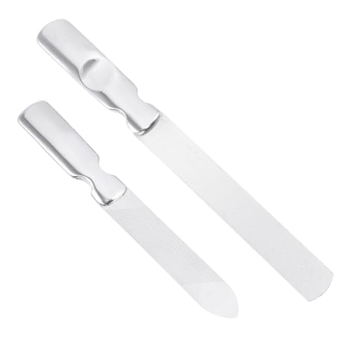 WEKADRIN 2Juegos Limas De Uñas De Inoxidable Con Estuche De Cuero Limas De Manicura y Pedicura Para Pulir y Dar Forma Las Uñas Casa