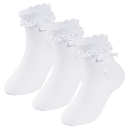 choyaxo 6 pairs Girls Ruffle Socks Frilly Socks Cute Dress Sock School Sock for Toddler Girls