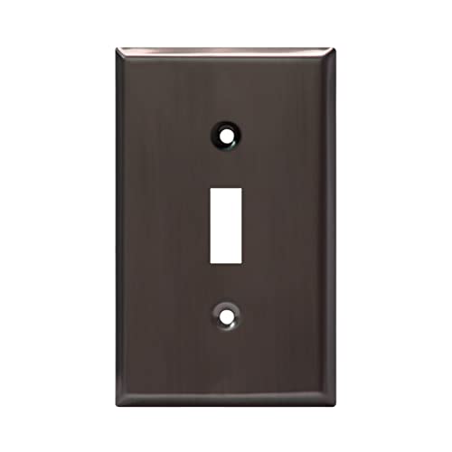 Image of ENERLITES Toggle Light Switch Metal Wall Plate, Stainless Steel Switch Cover, Corrosion Resistant, Mid-Size 1-Gang 4.50 inch x 2.76 inch, Stainless Steel 201, 7711-BBK, Brushed Black