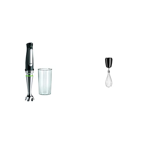 Braun MultiQuick 7 MQ 7000X Stabmixer - Pürierstab mit abnehmbarem Edelstahl Mixfuß mit ActiveBlade Technologie & Household Edelstahl-Schneebesen Aufsatz MQS 050 BK mit EasyClick Plus System