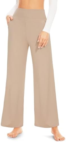 ACTINPUT Yogahose Damen High Waist - Straight Hosen Damen mit Taschen, Weites Bein Schlaghose Flared Leggings Stoffhose Jogginghose Freizeithose für Yoga, Workout, Fitness,Sports