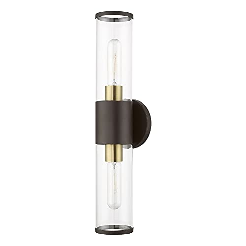 Image of Livex Lighting 17282-07 Banca 2-Light Wall Sconce, Bronze /Antique Brass | Antique Brass Accent