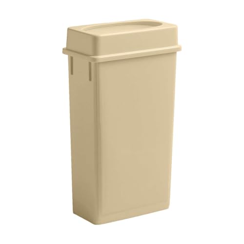 Image of 23 Gallon Slim Rectangular Garbage Can with Lid - Beige