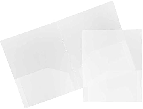 JAM PAPER Heavy Duty Plastic 2 Pocket School Folders - Clear - 6/Pack