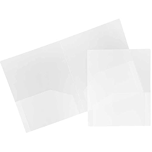 Jam Paper Heavy Duty Plastic 2 Pocket School Folders - Clear - 6/Pack #TOP22