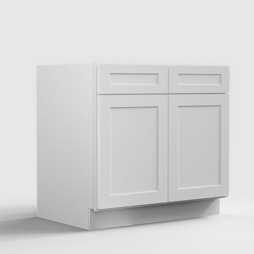 Hausvita 36" Light Gray Kitchen Base Cabinet, Sideboard Storage Cabinet