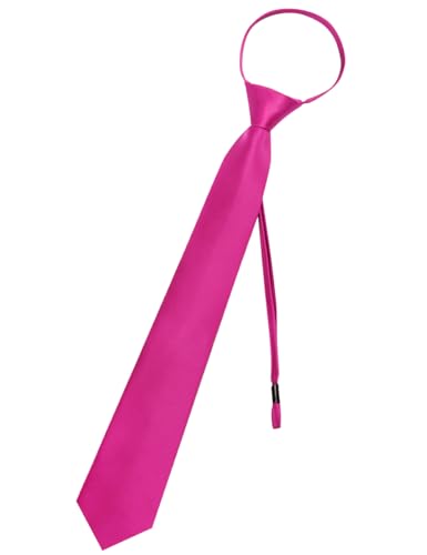 Image of YourTies Zipper Tie for Men Adjustable Pre-tied Satin Neckties and Pocket Square Set Solid Color Business Formal Wedding