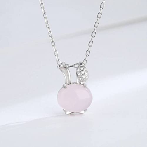 Collier cristal rose argent S925 chaîne clavicule pendentif fleur de pêche - 4