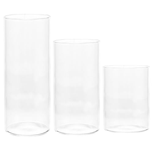 Levemolo Lot De 3 Bougeoirs en Verre Transparent Cylindriques 3.94