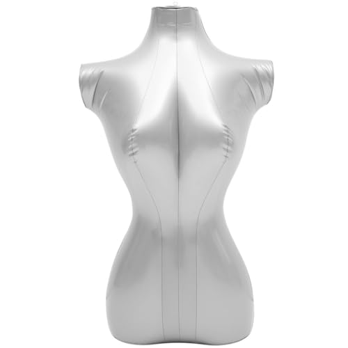 iplusmile Mannequin D'exposition Demi-Corps Féminin Portable en PVC Argenté, Lot de 2, pour Boutique de Vêtements et Photographie, Présentoirs à Chemises Réalistes