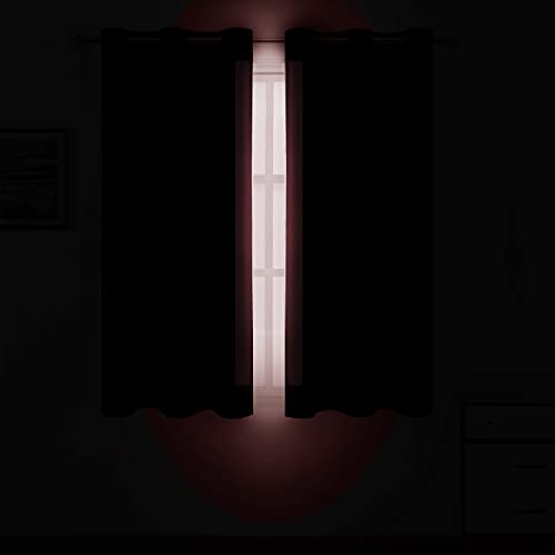 Image of LEMOMO Burgundy Blackout Curtains 38 x 54 Inch Length /Set of 2 Curtain Panels /Thermal Insulated Room Darkening Blackout Curtains for Bedroom
