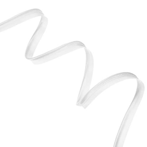 M METERXITY Piping Cord Trim, 5 Yards Polyester 1/2 Inch Satin Piping Bias Tape with Welting Cord for Sewing/Upholstery Trim/Slipcovers/DIY Decor, Lip Tape [White]