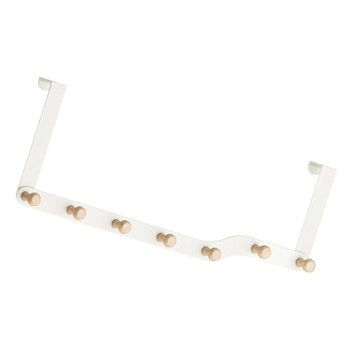 Happyyami ドア掛けフック 連 耐荷重強化 免打孔設計 服 タオル収納用 ホワイト 木製シンプルスル キッチン 浴室 玄関対応