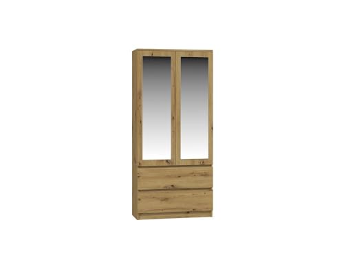 Oggi Lugo Armoire en Bois de chêne Artisan 90 cm, Meuble intérieur, Meuble en Bois Massif, Porte Aspect Bois, Centre de chêne, Conseils d'entretien, Stockage en...