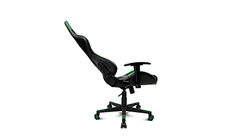 DR175GREEN - Sedia da gioco professionale, similpelle, braccioli regolabili 2D, pistone classe 4, girevole, meccanismo a farfalla, cuscino lombare e cervicale, nero/bianco/verde - Sedia gaming - Immagine 5