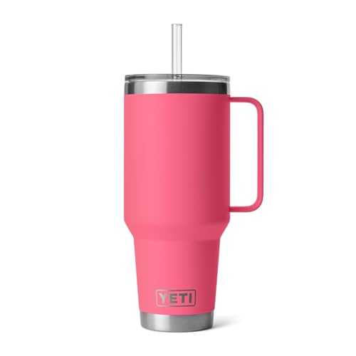 YETI Rambler Trinkbecher Mit Trinkhalmdeckel, Tropical Pink, 42 oz (1,2 l) – Ansicht 2