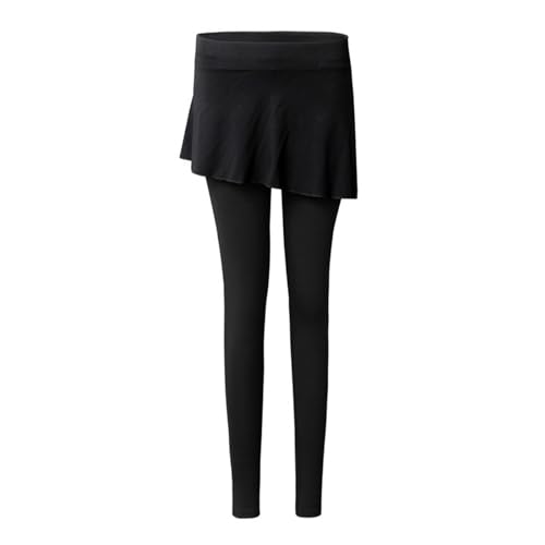 Generisch Mallas elásticas de yoga de un solo color para mujer, pantalones de baile latinoamericanos, dos piezas, ajustados, culottes, tela mixta, transpirable, mallas deportivas de cintura alta